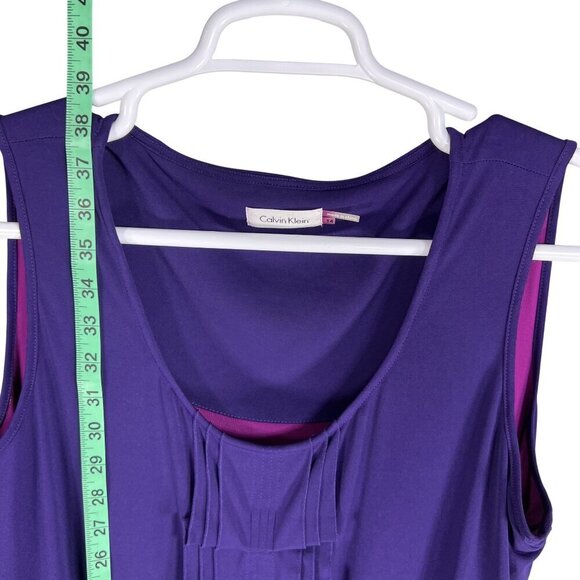 Calvin Klein NWT Womens 14 Purple Sleeveless Cascading Ruffles Dress Stretchy - Picture 11 of 15